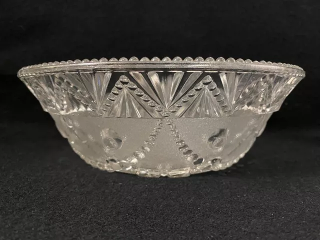 EAPG Portland Clear Glass Festoon Garland Pattern Serving Bowl 9 1/4" Beaded Rim