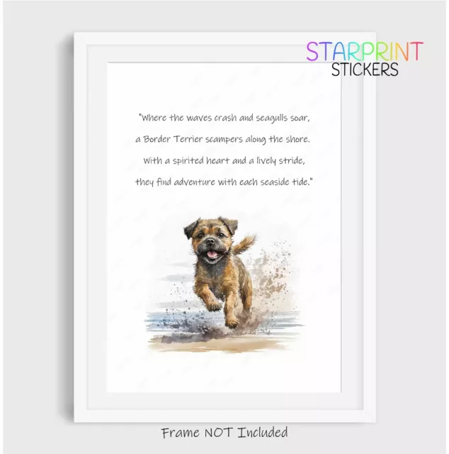 Border Terrier Dog Beach Poem Unframed A4 Picture/Print, Fun Dog Wall Art/Gift