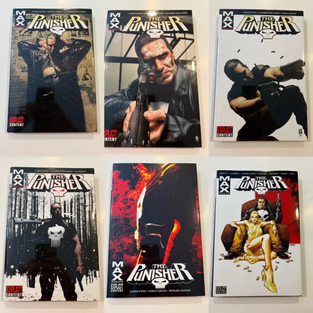 Punisher MAX Garth Ennis HC SET 1-6 1 2 3 4 5 6 Hardcover Great Condition Marvel
