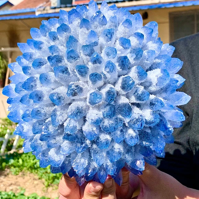 9.68LB New Find BLUE Phantom Quartz Crystal Cluster Mineral Specimen Healing