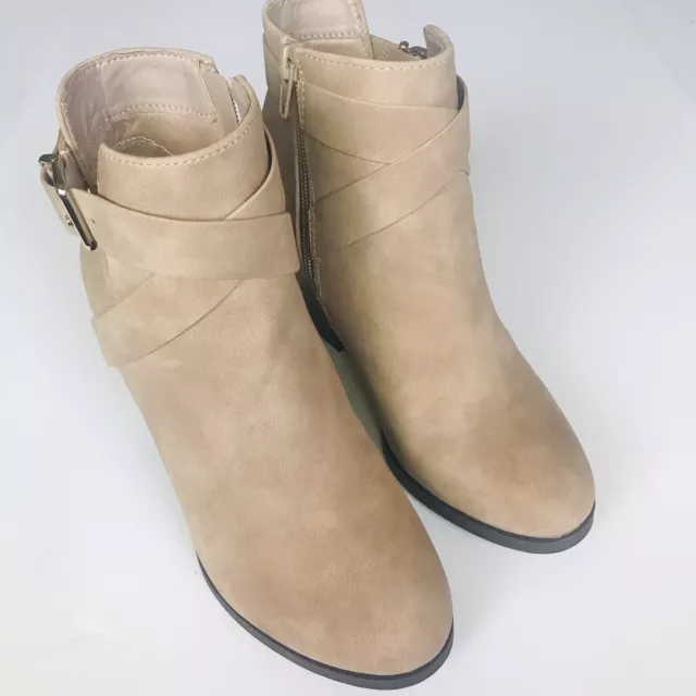 Call It Spring Aldo Group Tecia Beige Chunky Heel Booties Size 6 2