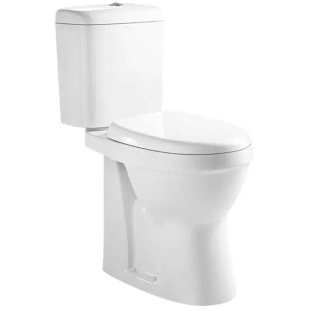 Bathroom Toilet Close Coupled Comfort Height Pan Cistern Soft Close Seat WC 3