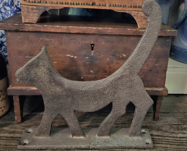 Antique Cat Bootscraper Cast Iron Boot Scraper CA 1900.