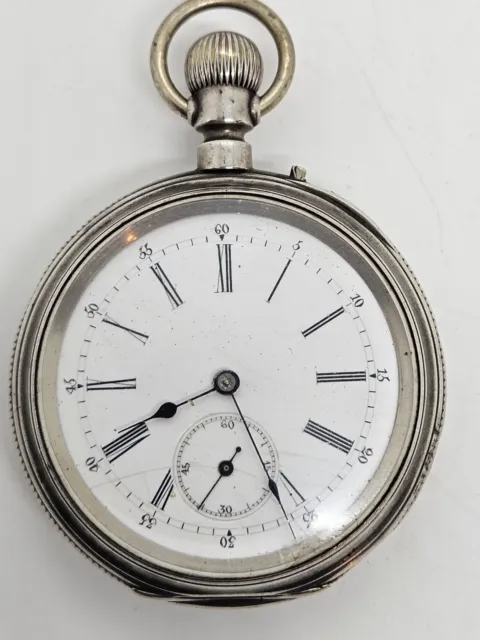 Antique 1800's Swiss Victorian Mechanical 'Pin Set' Fine Silver Pocket Watch