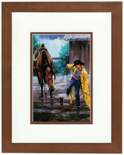 Loose Boots by Jack Sorenson Little Cowboy Horse Western Double Matted Framed 💕