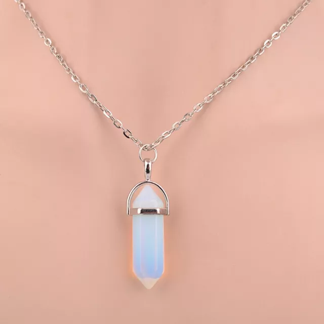 Quartz Crystal Stone Point Chakra Healing Gemstone Pendant Necklace Gift