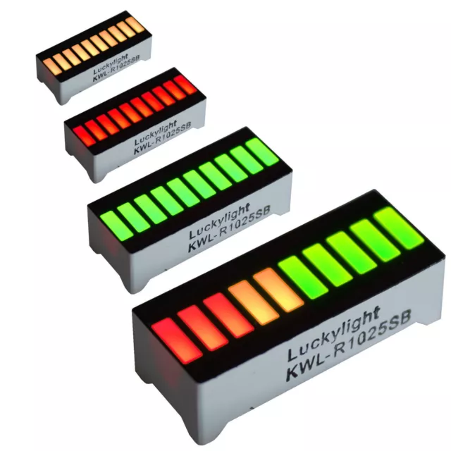 10 Segment LED Bargraph Licht Display Rot Gelb Grün UK Verkäufer