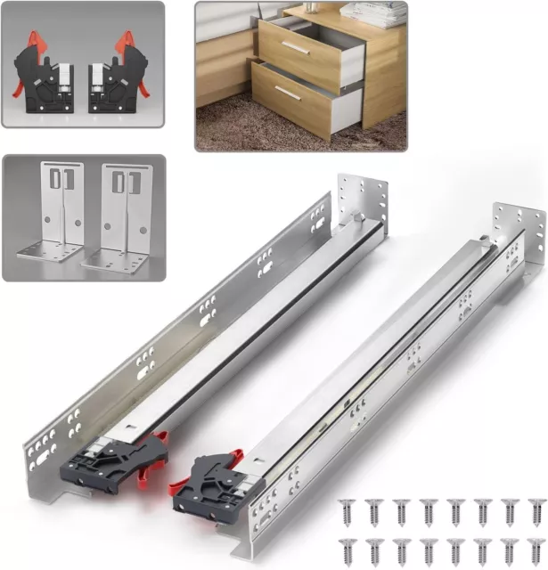 6 Pair Undermount Soft Close 80 lb Load Capacity Full Extension Drawer Slides