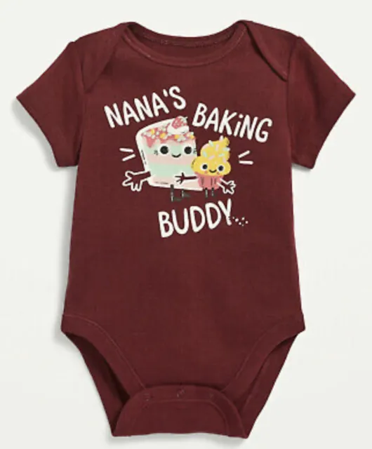 Old Navy Baby Size 6-12 Months ~ Short Sleeve Bodysuit ~ Nanas Baking Buddy