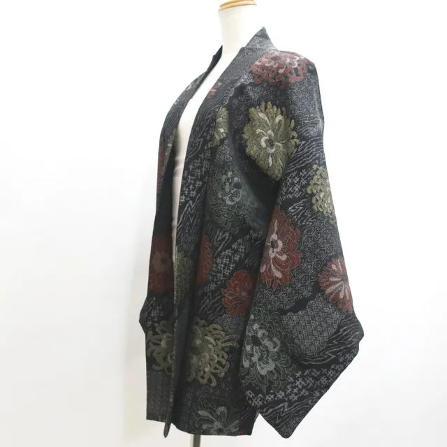 9013C5 Silk Vintage Japanese Kimono Haori Jacket Chrysanthemum