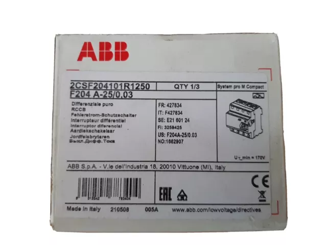 Differenziale 4 Poli ABB F204A-25/0,03