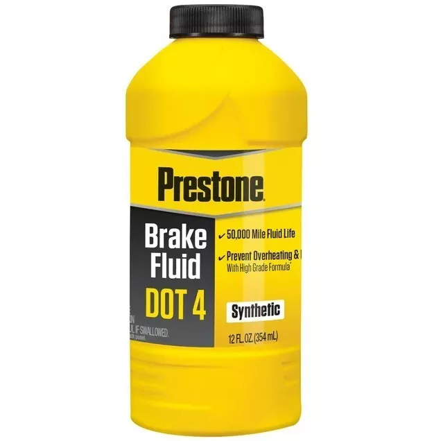 Prestone Dot 4 Brake Fluid - 12 fl oz- Synthetic High Grade, 50,000 mile