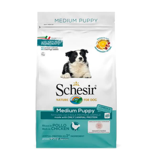 Schesir Dog Puppy Medium Pollo Monoproteico 12 kg Per Cani