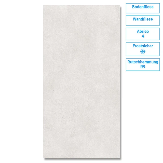 Fliese Wand Boden Zement Matt Frostsicher Fußbodenheizung 1,44QM 60x120 9mm R9