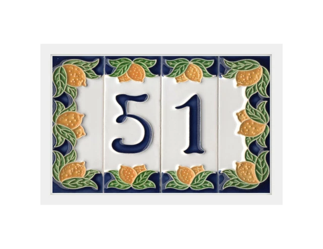 Authentic 10 x 3.4 cm Italian Handmade Lemon Ceramic Number & Letter Tiles 9