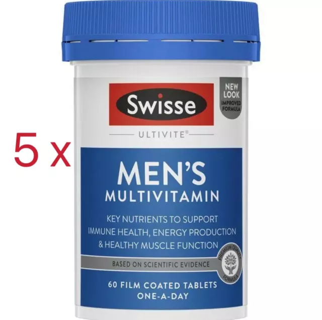 BEST PRICE! BULK BUY 5 x Swisse Men's Ultivite 60 Tablets ONE-A-DAY(Promotion)