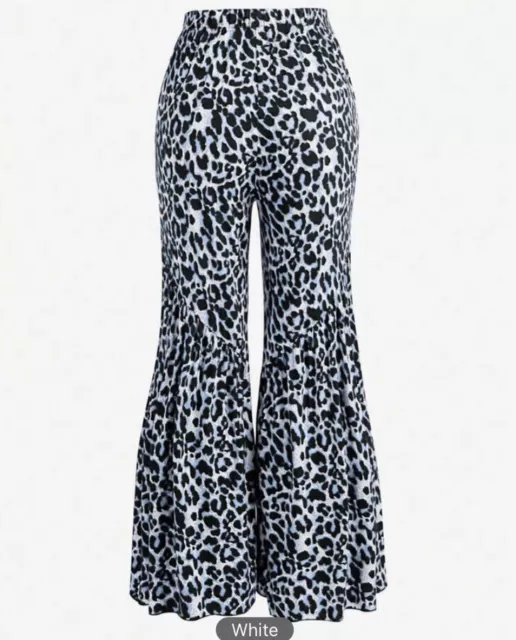 Pantalones de pierna SHEIN Essnce Plus blancos con estampado de leopardo 1XL (14) 2