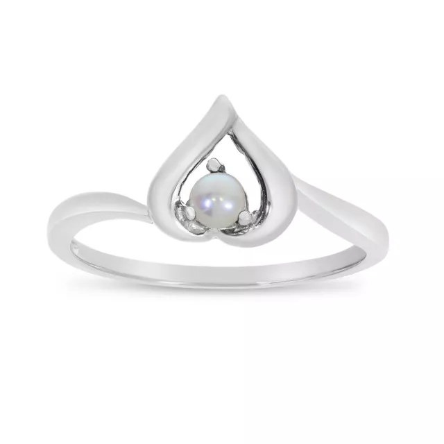 10k Or blanc Freshwater Cultured Perle Cœur Ring