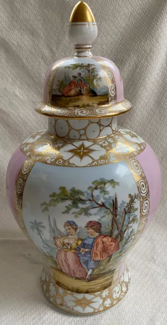 Carl Thieme X Mark Large Lidded Vase Urn Meissen Ginger Jar Porcelain Quatrefoil