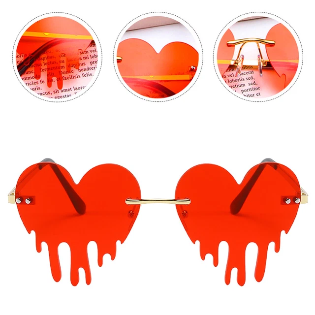 Love lenti a goccia occhiali da sole forma cuore occhiali irregolari Halloween signorina