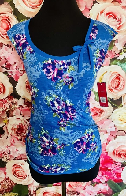 Candie’s Blouse Size Medium M Shirt Top Blue Floral Summer New With Tags