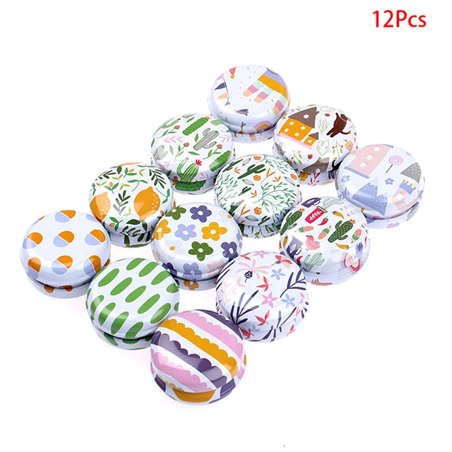 1 pz12 pz mini elegante scatola stagno fiori fai da te vetro candela balsamo rotondo scatola di ferro vuota