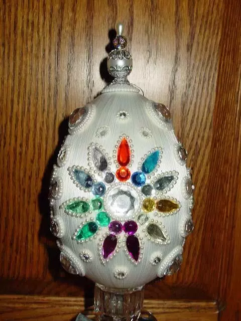 Vintage Huge 8" Egg Zimonick Style Christmas Easter Ornament Rhinestones MCM