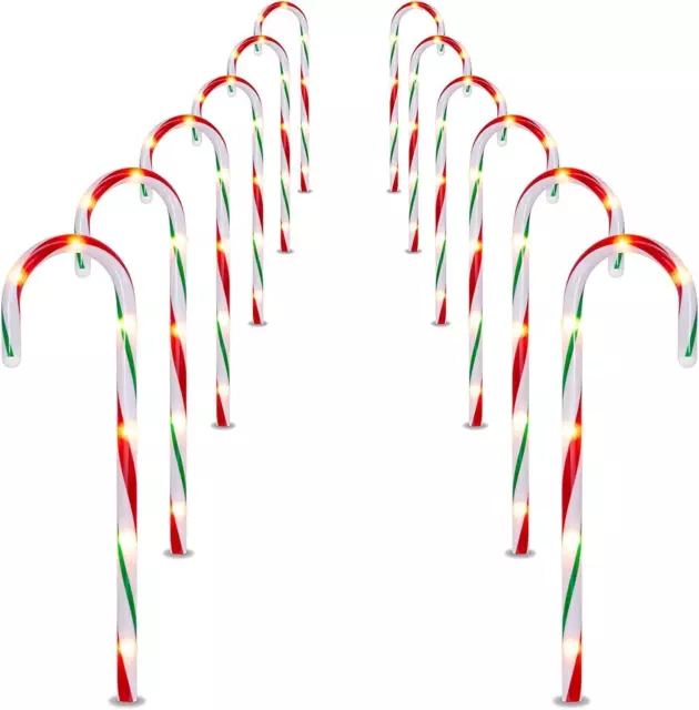 Large Christmas Candy Cane Lights Garden Stake Pathway Outdoor LED Decor 72cm