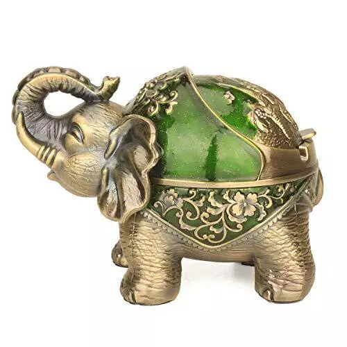 Stand Elephant Decorative Ashtray with Lid for Cigarettes Metal Smoking Ash Tray