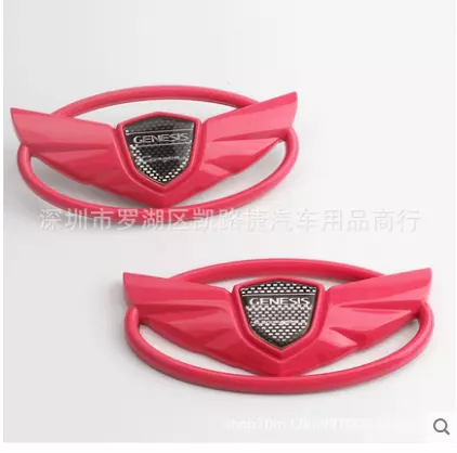 2x Set Distintivi Genesis Stivali Schiena & Cofano Logo Anteriore Emblema Rosa
