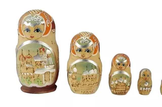 Poupées Matriochka Russes En Bois - Ensemble De 5 Poupées Empilables Fille Ange Rose - Décoration & Jouet