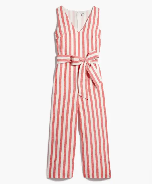 J Crew Women's Linen-cotton V-neck jumpsuit size 8 Item AO419