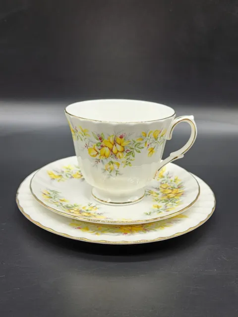 Duchess Woodside Trio Cup Saucer Plate Purple Bone China Floral Gold England 350