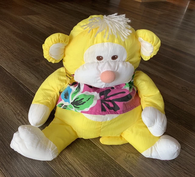 vintage Fisher Price PUFFALUMPS yellow MONKEY hawaiin 16”plush VTG 1987 Nylon