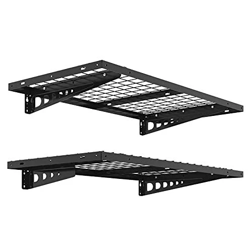Paquete de 2 estantes de pared de garaje para almacenamiento de bicicletas de 2x4 pies, 24 pulgadas por 48 pulgadas, negros