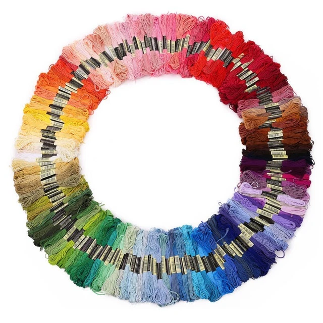 50/100 hilos de coser hilos de algodón bordados multicolores punta de cruz 50/100