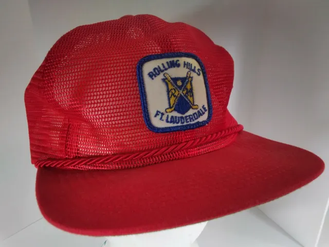 Fort Lauderdale Rolling Hills Country Club Hat Cap Old Logo RARE Mesh Strap USA
