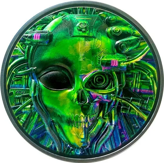2021 3 Oz Silver $20 Palau THE ALIEN Cyborg Revolution Black Proof Coin.