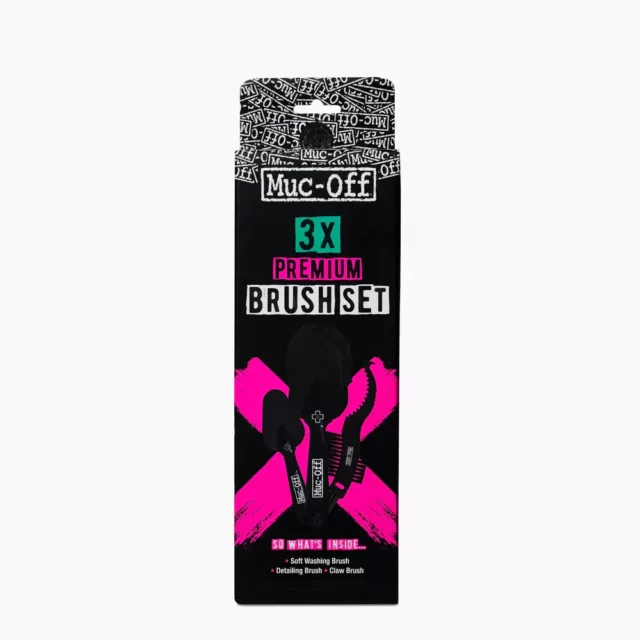 Muc Off 3x Premium Detailing Brushes Motorcycle Motorbike Cleaning Brush Set