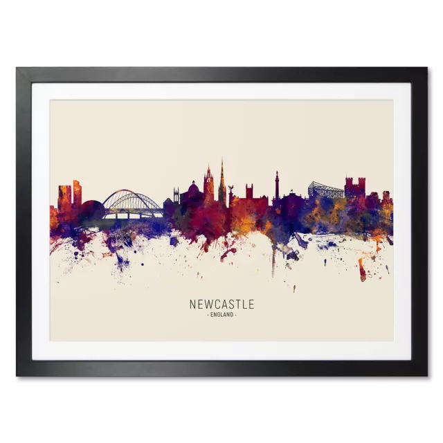 Newcastle Skyline, Poster, Canvas or Framed Print, watercolour painting 14982