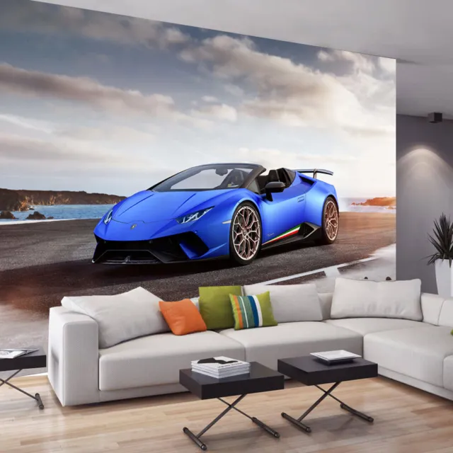 Póster fotográfico de pared de coche súper deportivo azul coche decoración