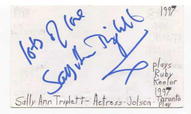 Sally Ann Triplett Signed 3x5 Index Card Autographed Actress Doctors Eastenders