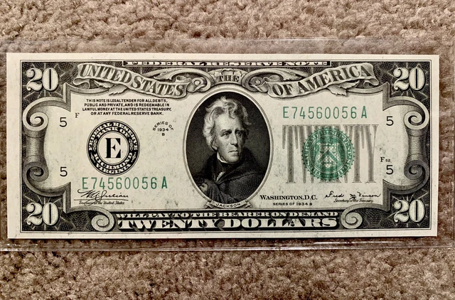 1934-B  $20 ~ Richmond ~ Federal Reserve Note ~ FR. 2056-E ~ Sharp GEM CU ~ EPQ!