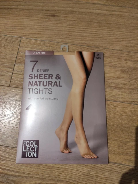 DEBENHAMS OPEN TOE 7 Denier Sheer Natural Tights M Nude With Comfort Waistband 4.00 PicClick UK