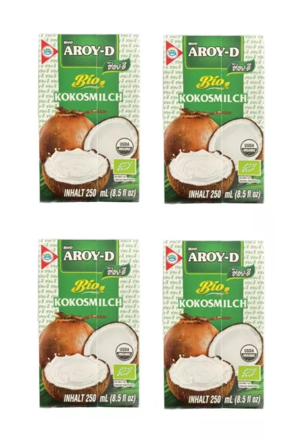 Kokosmilch BIO Viererpack: 4 x 250ml Coconut Milk Kokosnussmilch Biologisch