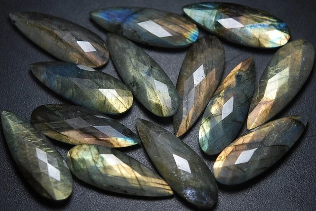 Natural Multi Labradorite Pear shape 30x10 mm 5 Matched Pair Side Drill Gemstone