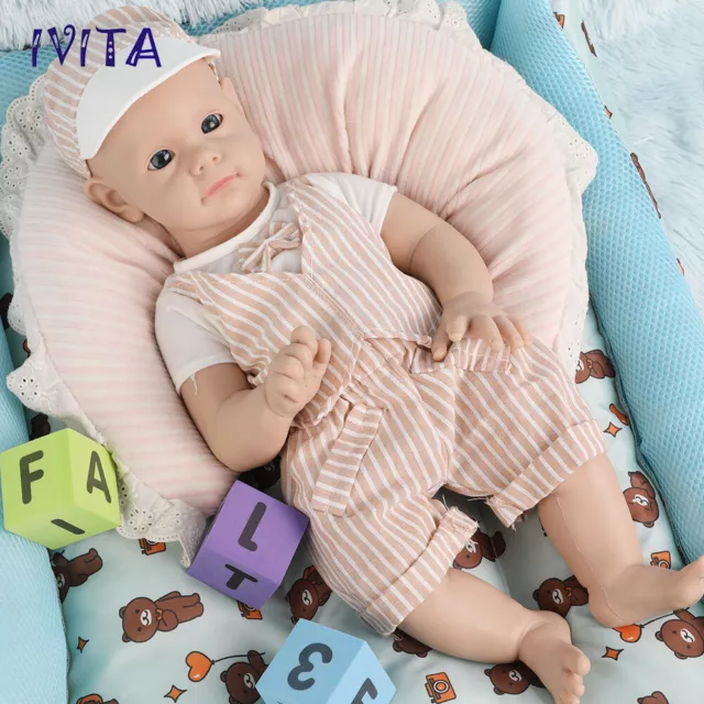 IVITA 21" Vollsilikon Reborn Baby Junge Handgemachte Silikonpuppe Säugling