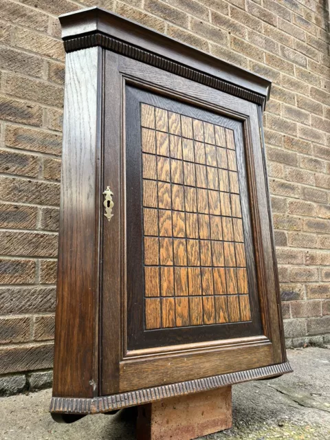 Antique Georgian? Royal Oak? Single Door Hanging Corner Cabinet Shelves Cupboard