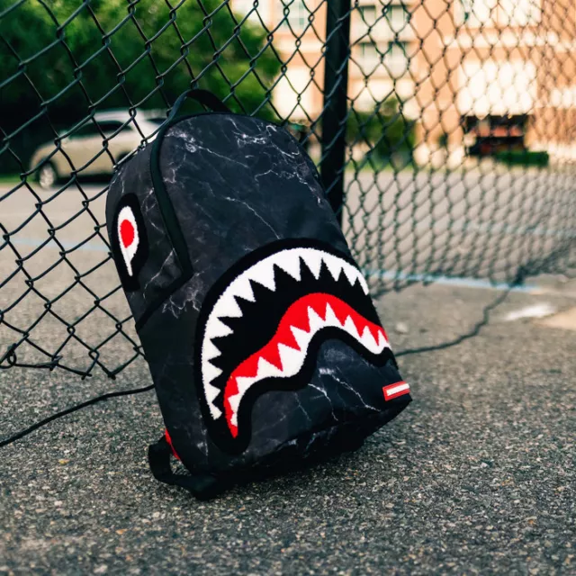 Sprayground Chenille White Marble Shark Duffel