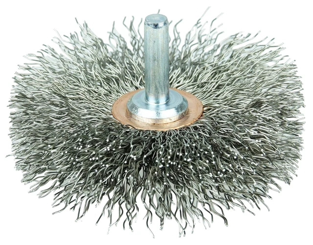 Weiler 17618 3" Narrow Face Stem-Mounted Crimped Wire Wheel, .014" Stainless ...